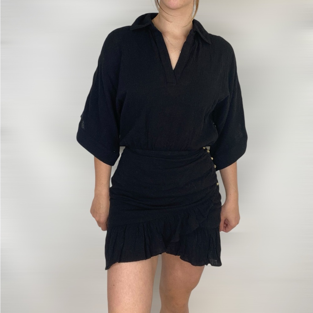 SABO SKIRT‎ Avari NWT Wrap Mini Dress V Neck 100% Cotton Ruffle